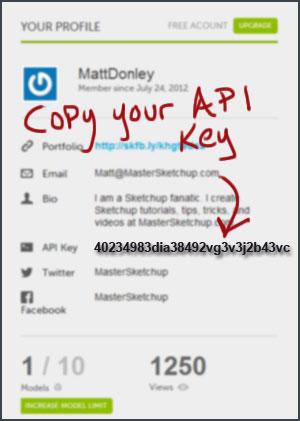Sketchfab API key