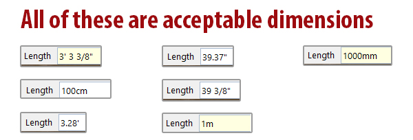 SketchUp measurements
