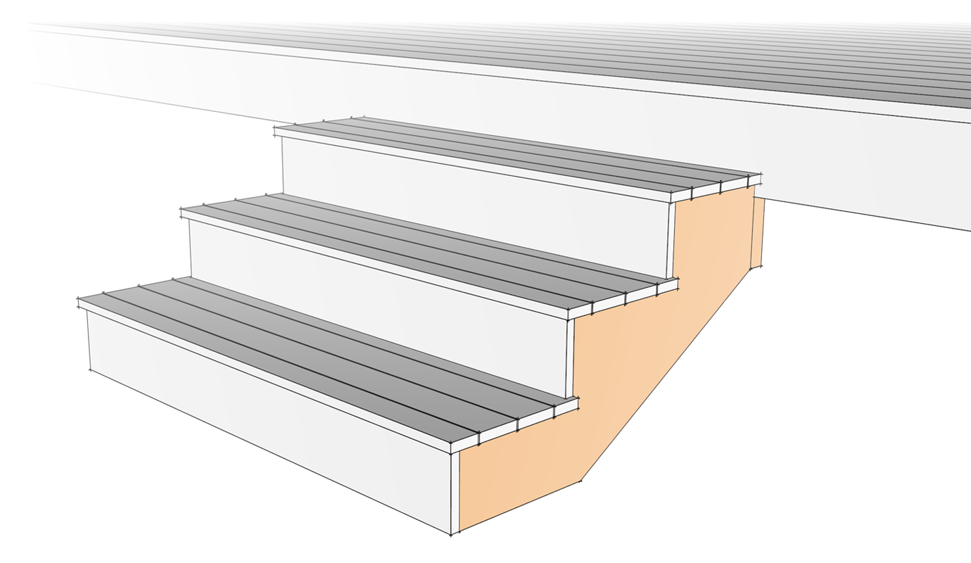 A completed stringer, modeled in SketchUp