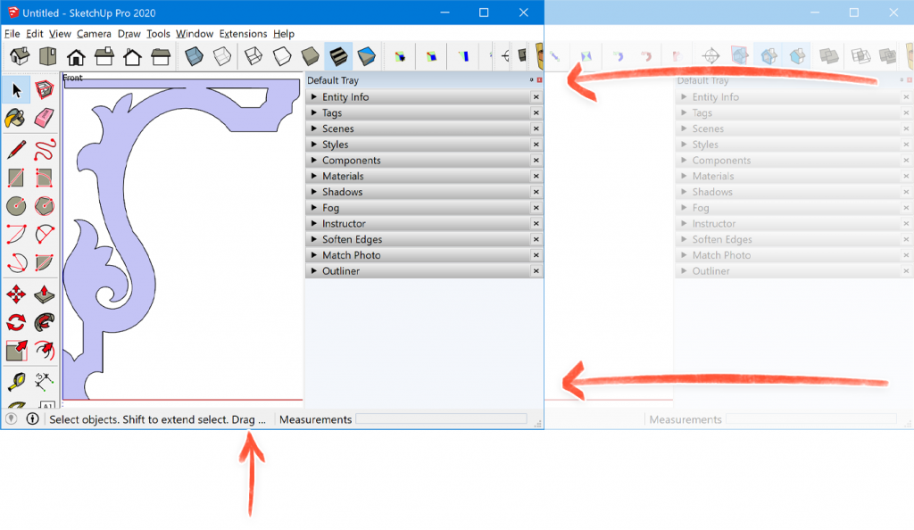 Resize the SketchUp window to crop the work area around your model.