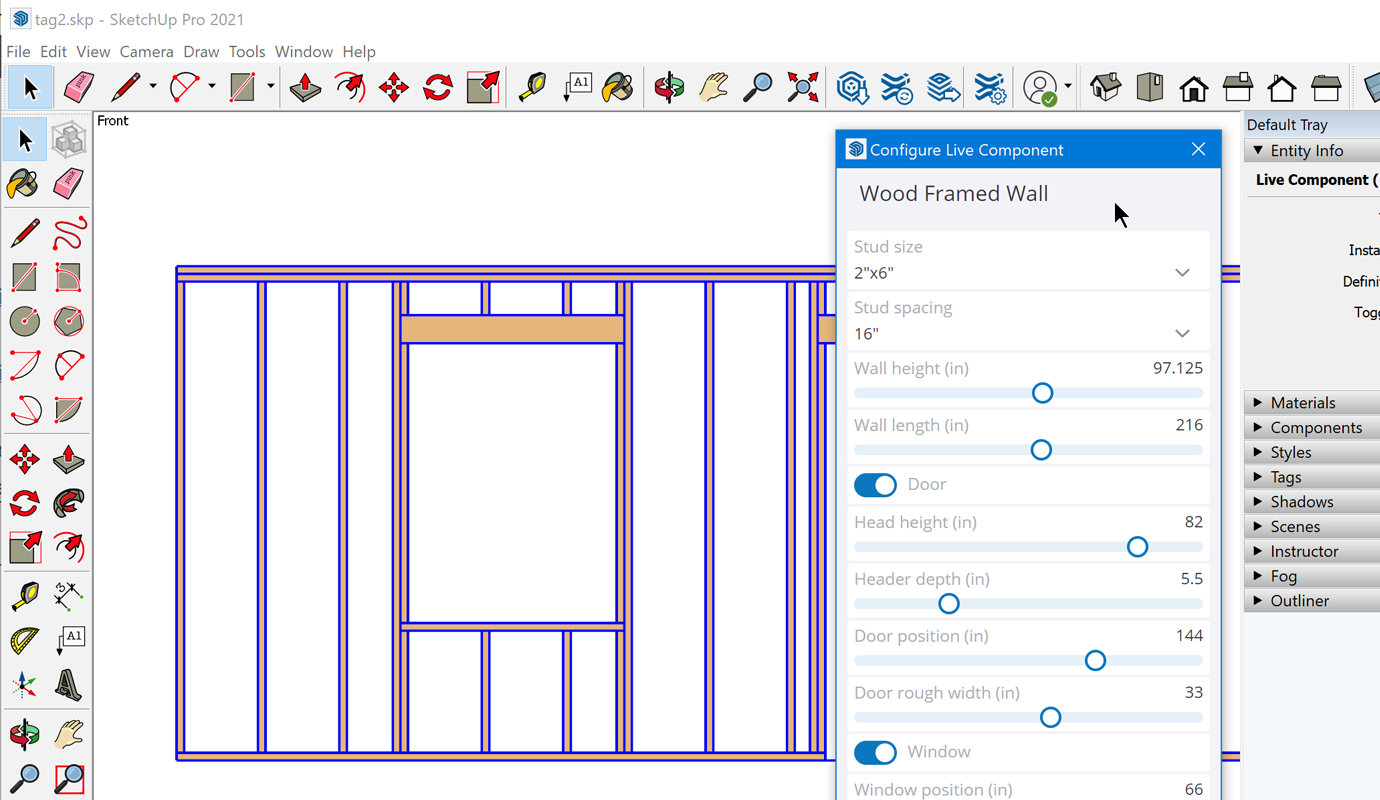Configure Live Component inside of SketchUp Pro